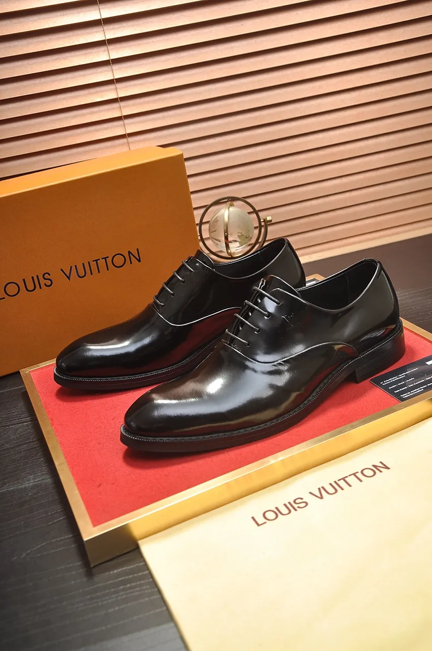 Men's shoes💰460💶【LOUIS VUITTON】(sheepskin lining) new cowhide LV formal shoes🎩🎩❗️🆘made one to one at the counter🎩original quality, imported cowhide upper➕full sheepskin lining➕original rubber outsole, {high quality visible}👣Size: 38-45 (45 custom-made)